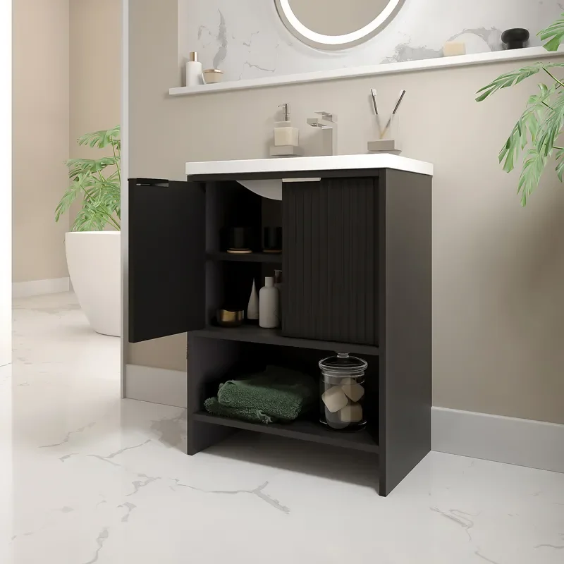 jasmine 600 black freestanding vanity unit