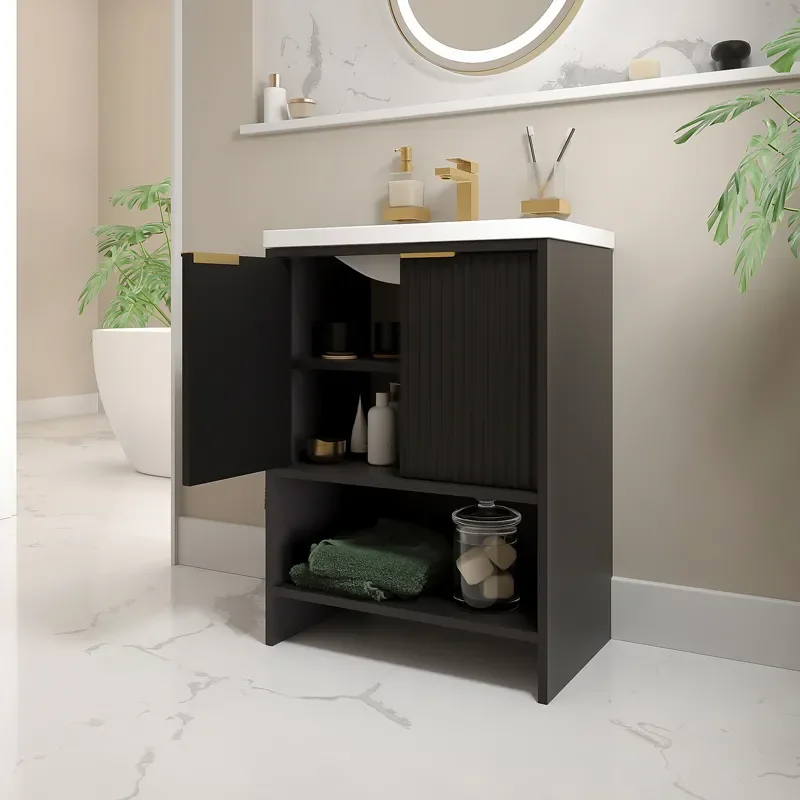 jasmine 600 black freestanding vanity unit