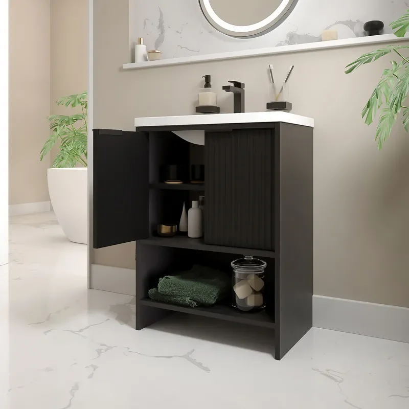 jasmine 600 black freestanding vanity unit