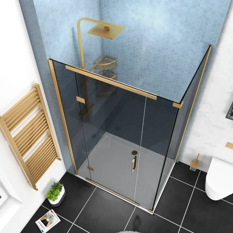 havana gold 1200 inline hinged corner shower enclosure smoked glass