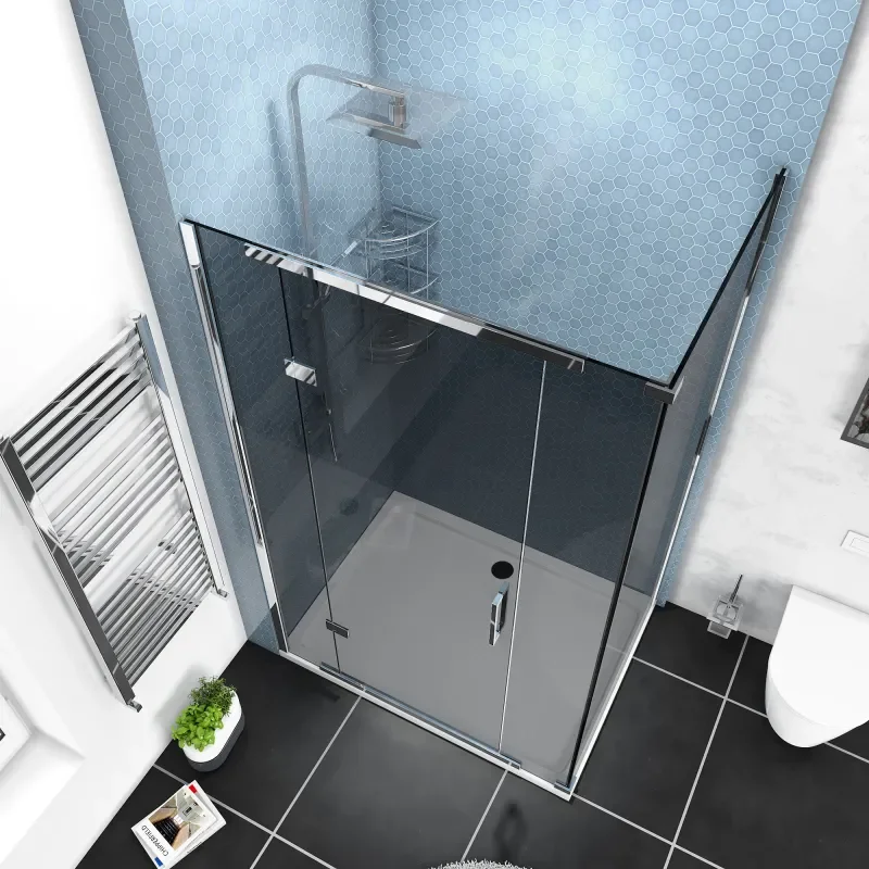 havana chrome 1200 inline hinged corner shower enclosure smoked glass