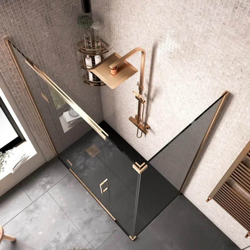 havana gold 1400 inline hinged corner shower enclosure smoked glass