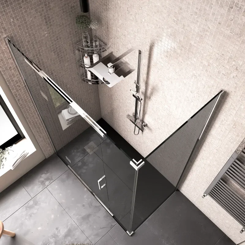 havana chrome 1400 inline hinged corner shower enclosure smoked glass
