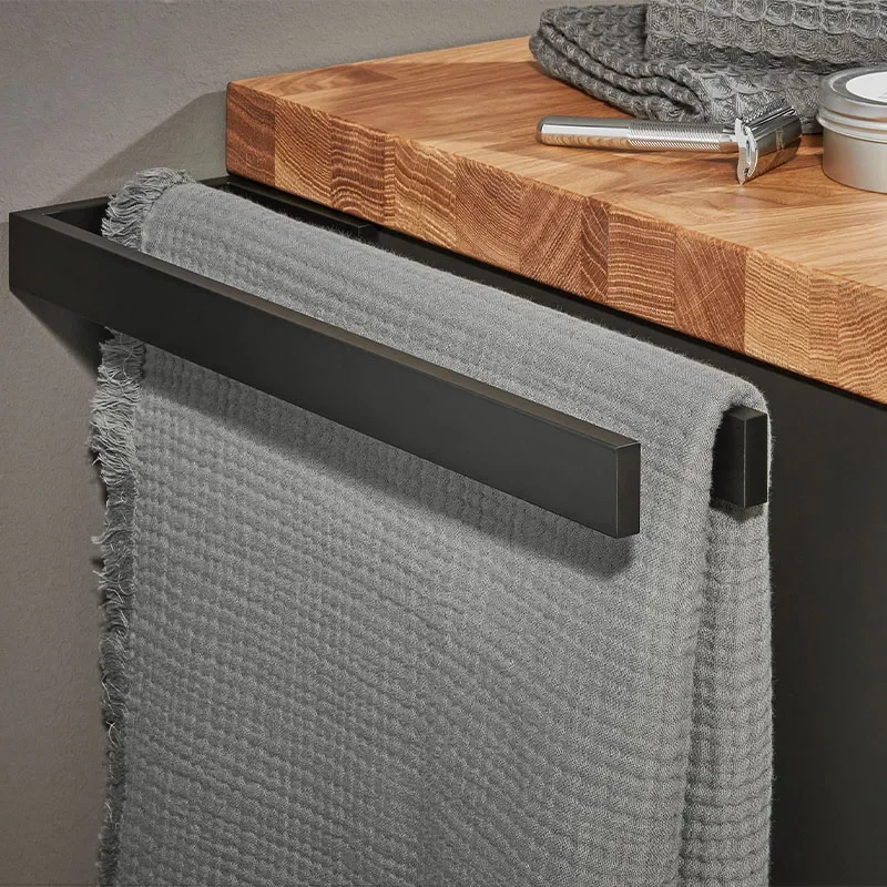 laguna high line 1400mm vanity unit with black basin and oak worktop