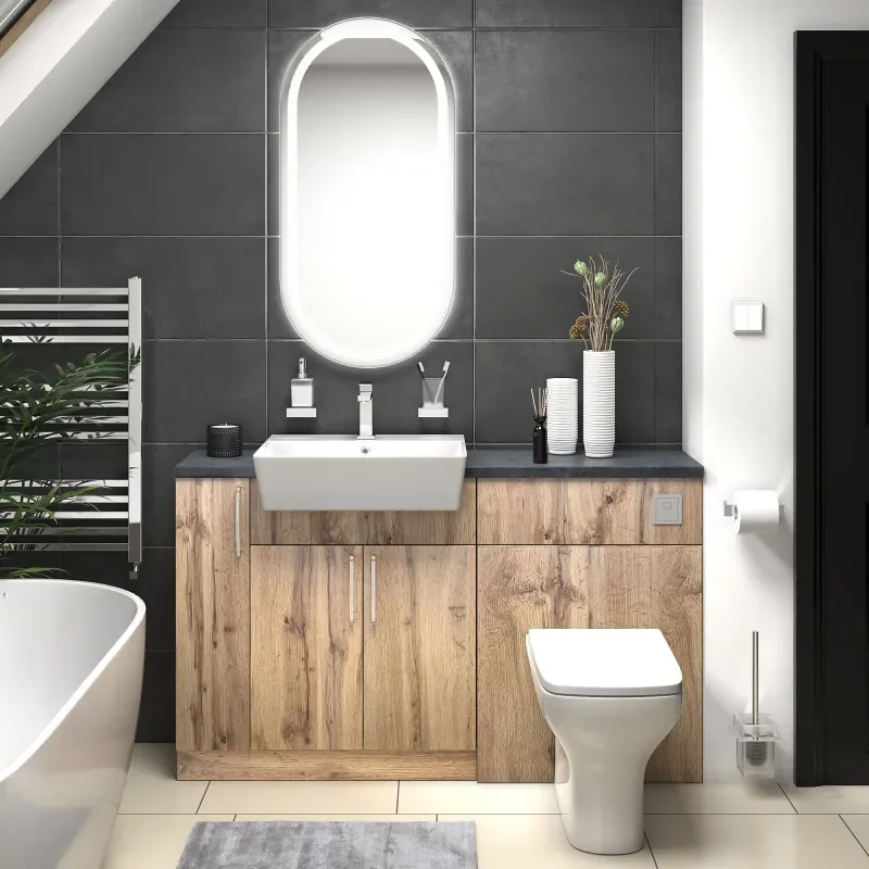 oliver 1400 Oak vanity and toilet package