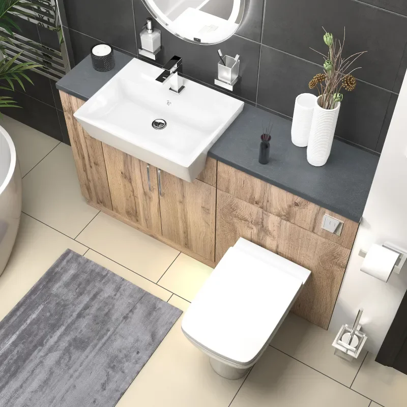 oliver 1400 Oak vanity and toilet package