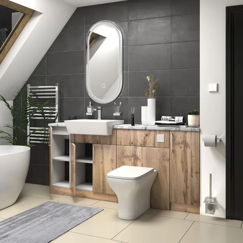 oliver Oak 1800 vanity and wc toilet pack chrome handles