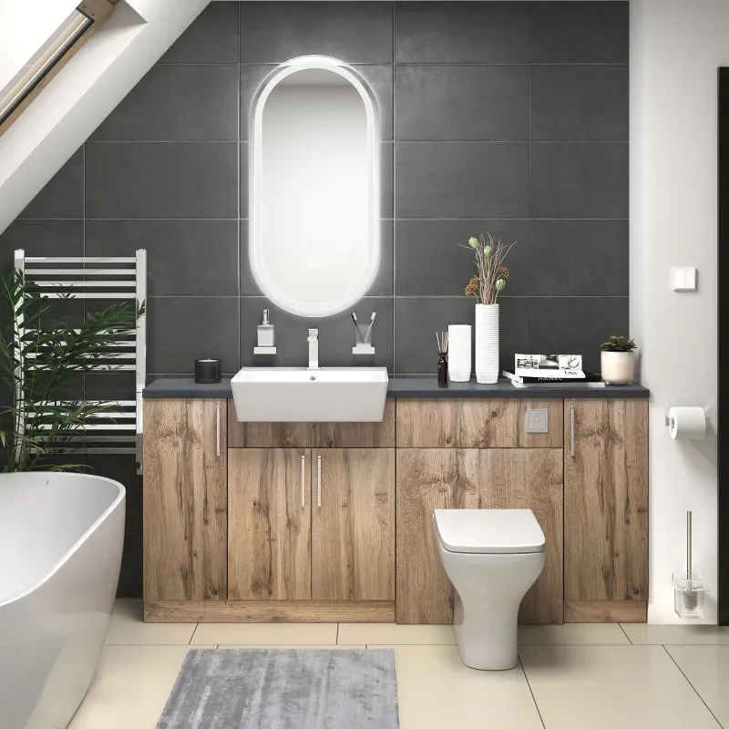 oliver Oak 1800 vanity and wc toilet pack chrome handles