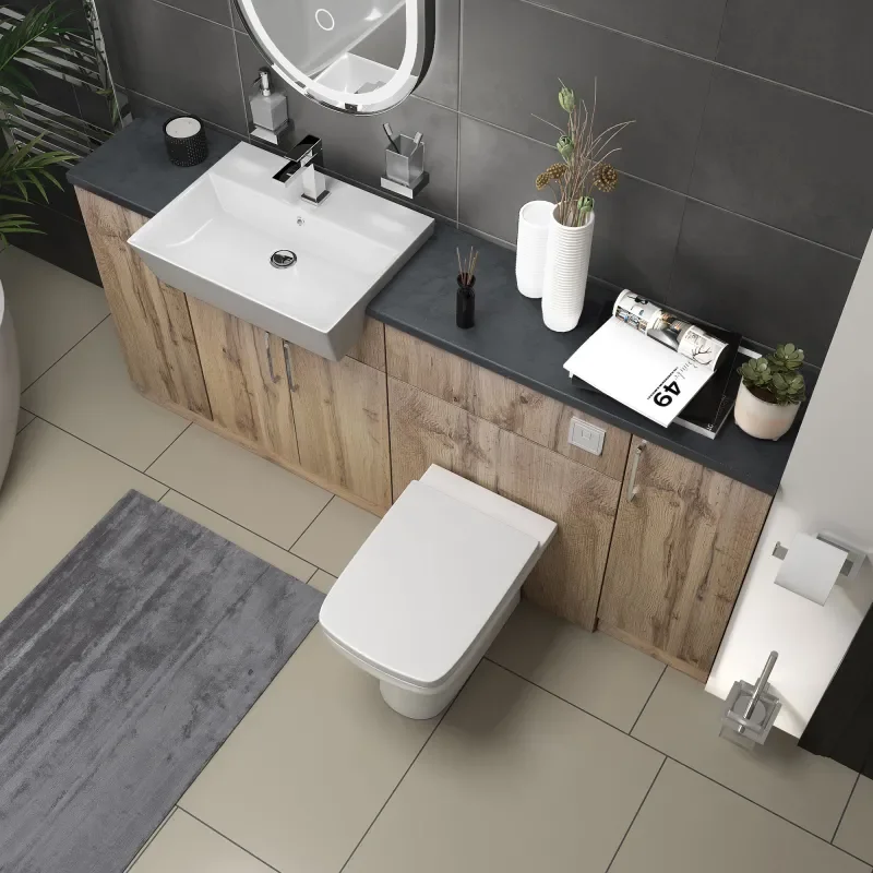 oliver Oak 1800 vanity and wc toilet pack chrome handles