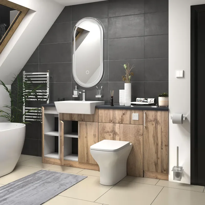 oliver Oak 1800 vanity and wc toilet pack chrome handles