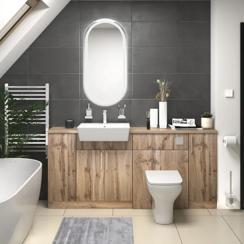 oliver Oak 1800 vanity and wc toilet pack chrome handles