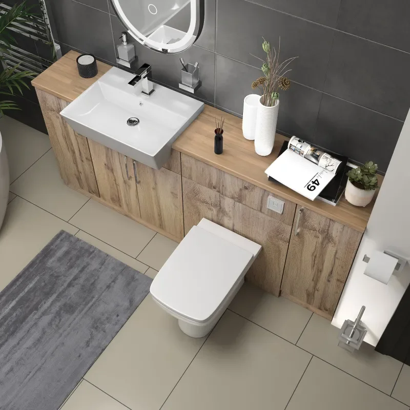 oliver Oak 1800 vanity and wc toilet pack chrome handles