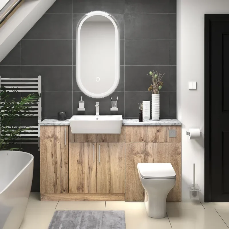 oliver Oak 1500 sink unit with wc toilet complete suite chrome handles
