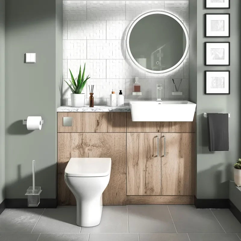 oliver 1200 Oak vanity and toilet package
