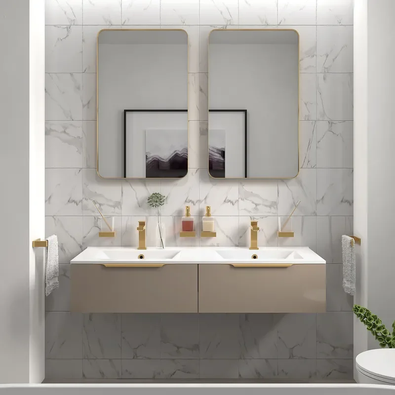 Pemberton 1200 Wall Twin Vanity Unit Gold