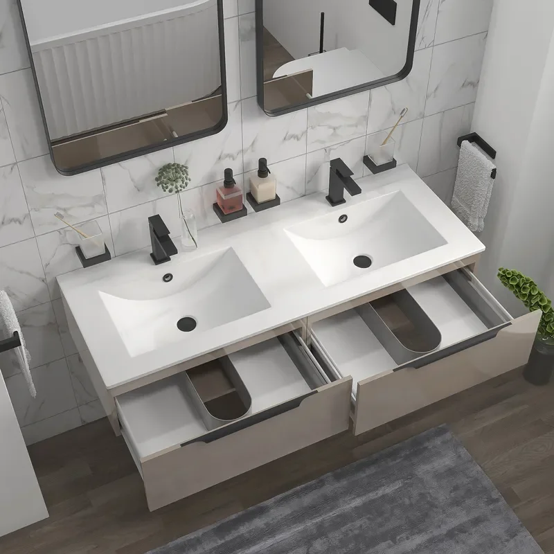 Pemberton 1200 Wall Twin Vanity Unit Gold