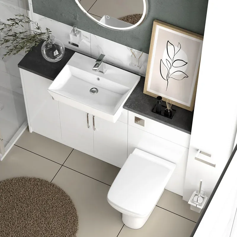oliver white shower suite 1400 vanity with pivot door