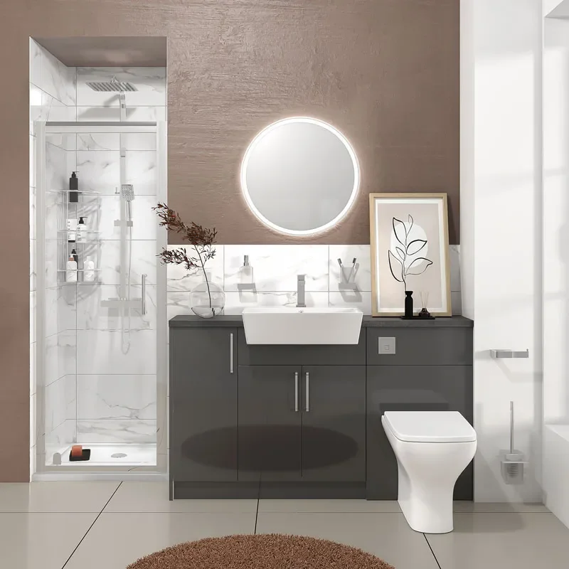 oliver anthracite shower suite 1400 vanity with pivot door