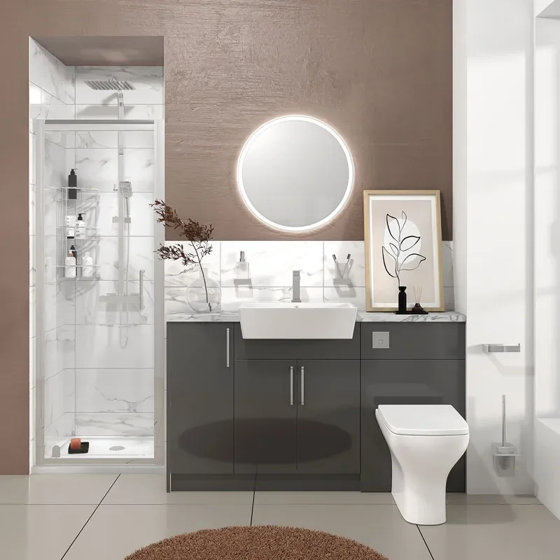 oliver anthracite shower suite 1400 vanity with pivot door