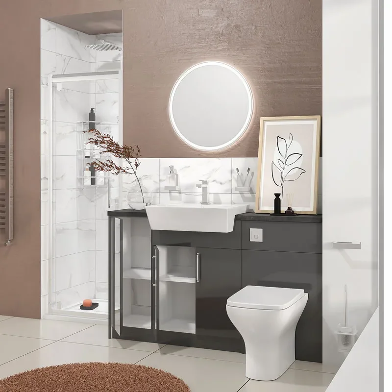 oliver anthracite shower suite 1400 vanity with pivot door