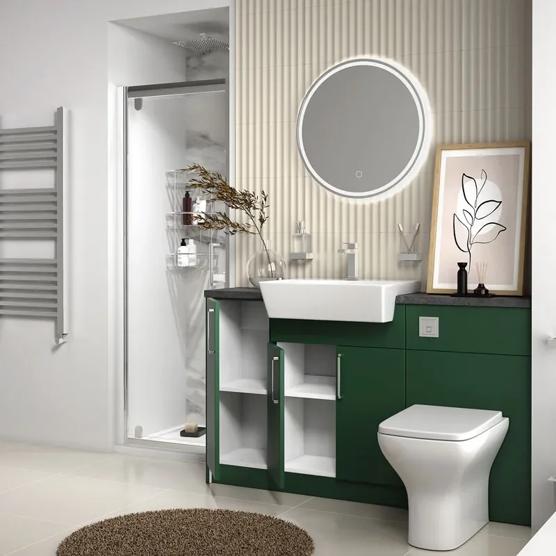 oliver green shower suite 1400 vanity with pivot door