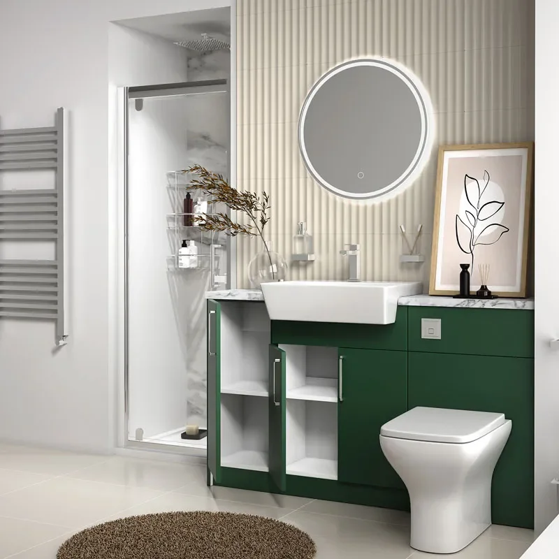 oliver green shower suite 1400 vanity with pivot door