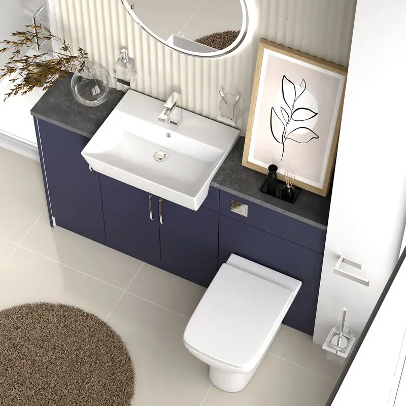 oliver navy blue shower suite 1400 vanity with pivot door