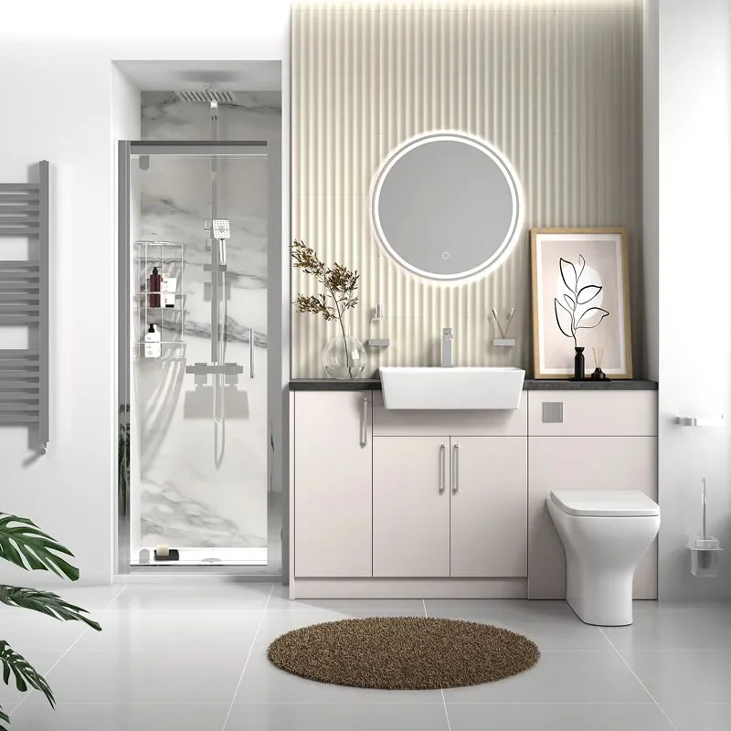 oliver cashmere shower suite 1400 vanity with pivot door