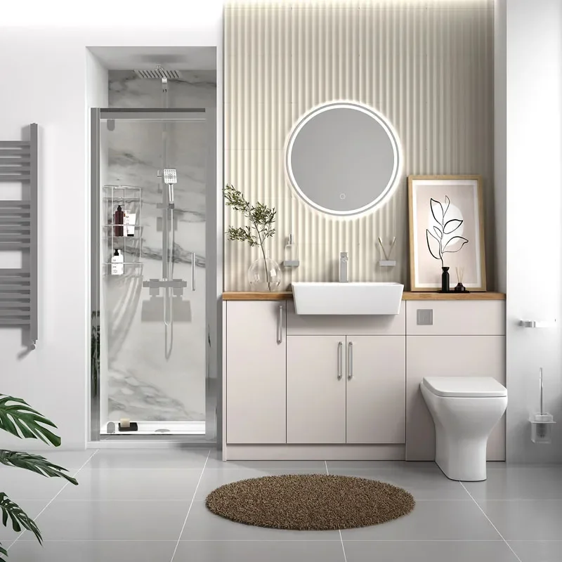 oliver cashmere shower suite 1400 vanity with pivot door