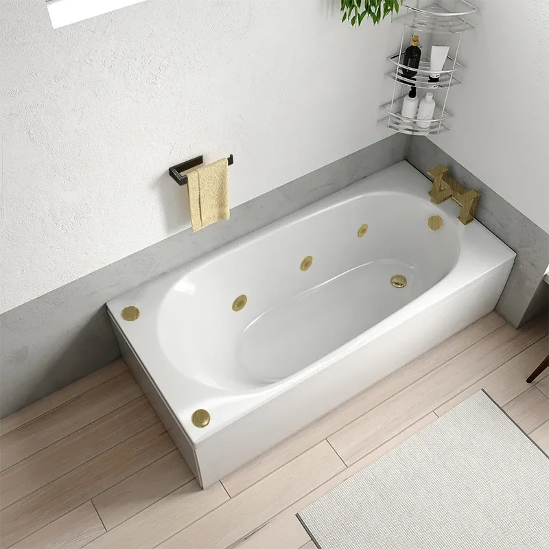 mercury 1500x700 straight jacuzzi brushed brass jet bath