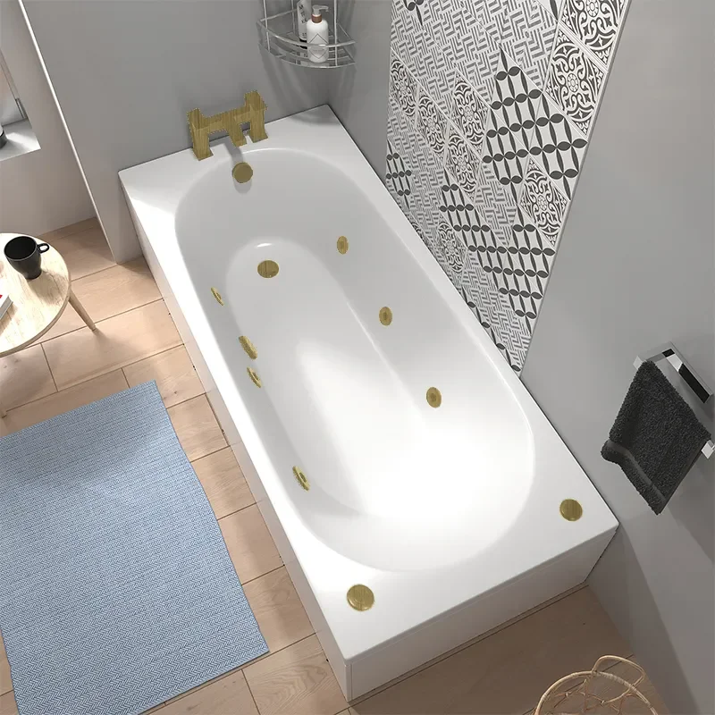 laguna acrylic brushed brass jet whirlpool 1700x700 single ended