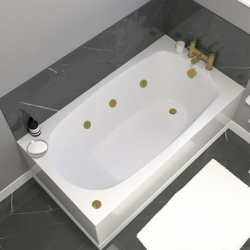 petite gold hydro therapy straight bath with brushed brass jets 1400x700