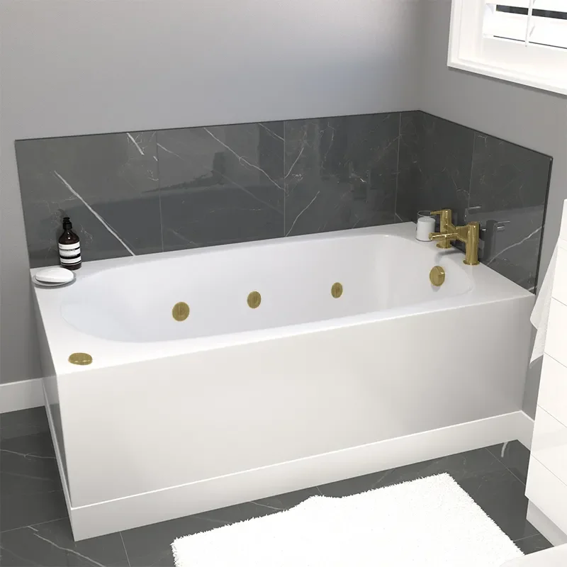 petite gold hydro therapy straight bath with brushed brass jets 1400x700