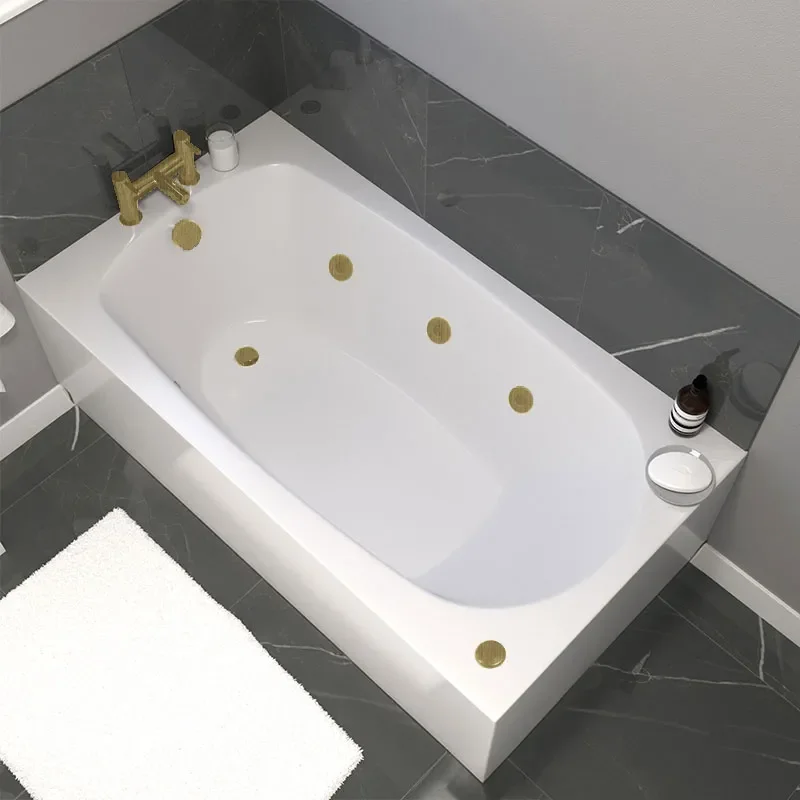 petite jacuzzi spa acrylic bath 1300x700 brushed brass jets