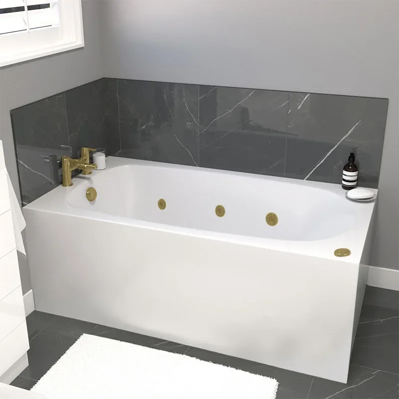 petite spa acrylic bath 1300x700 brushed brass jets