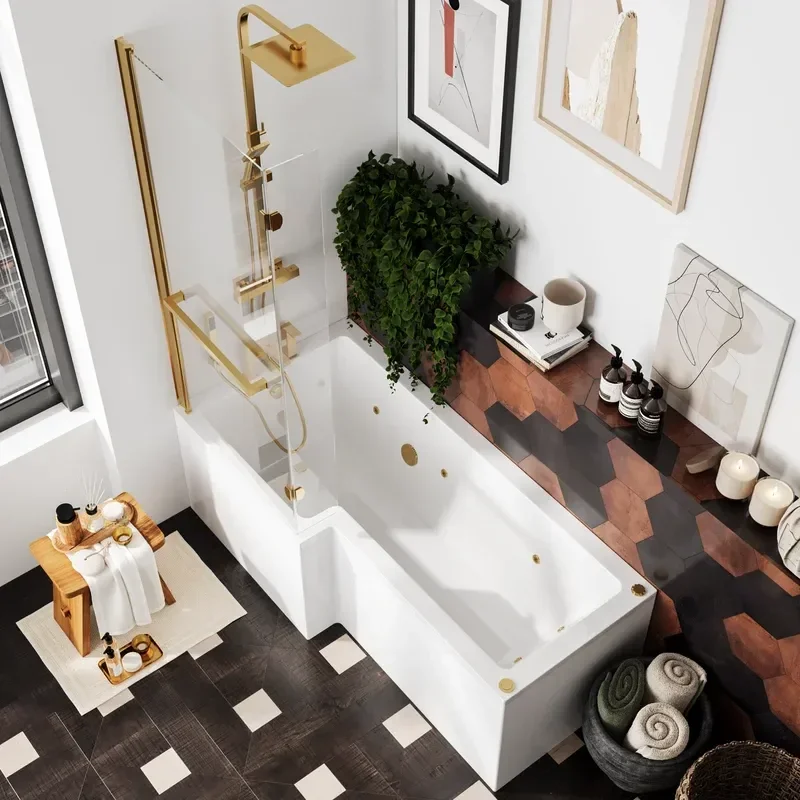 Laguna L Shaped Left Hand Gold Whirlpool Jets