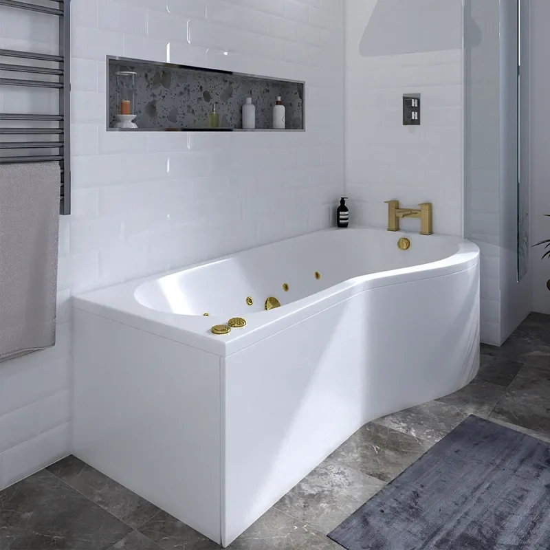 Laguna L Shaped Right Hand Gold Whirlpool Jets