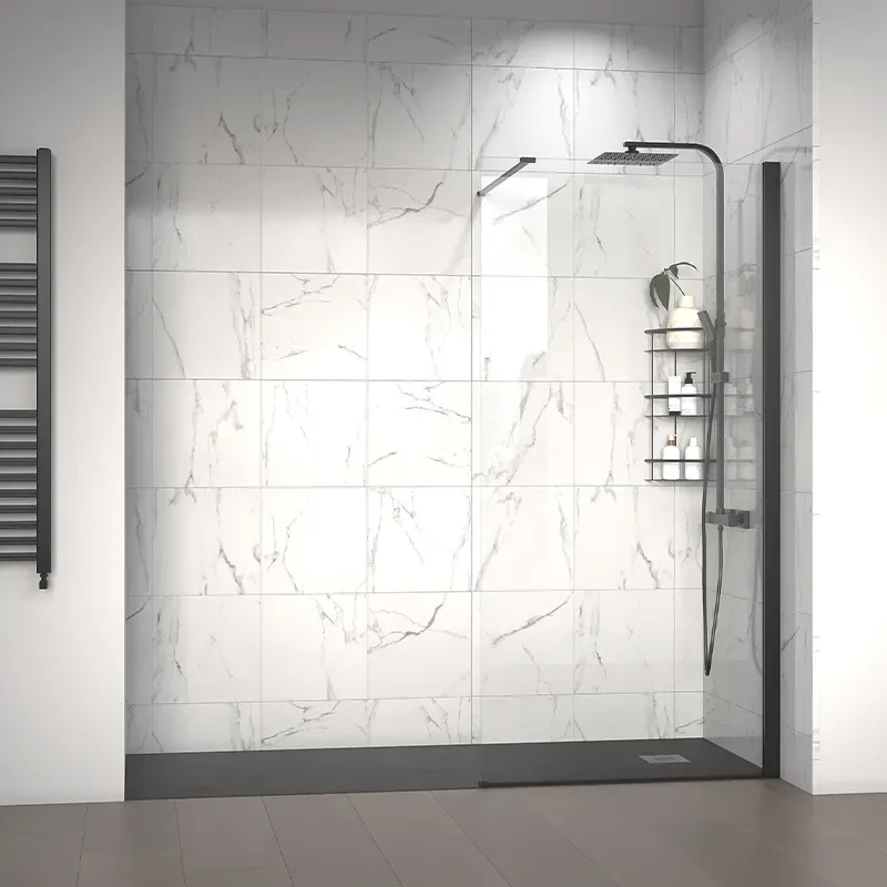 radiant black 2000 walkin recess shower enclosure black tray