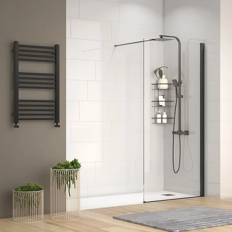 radiant black 2000 walkin recess shower enclosure black tray