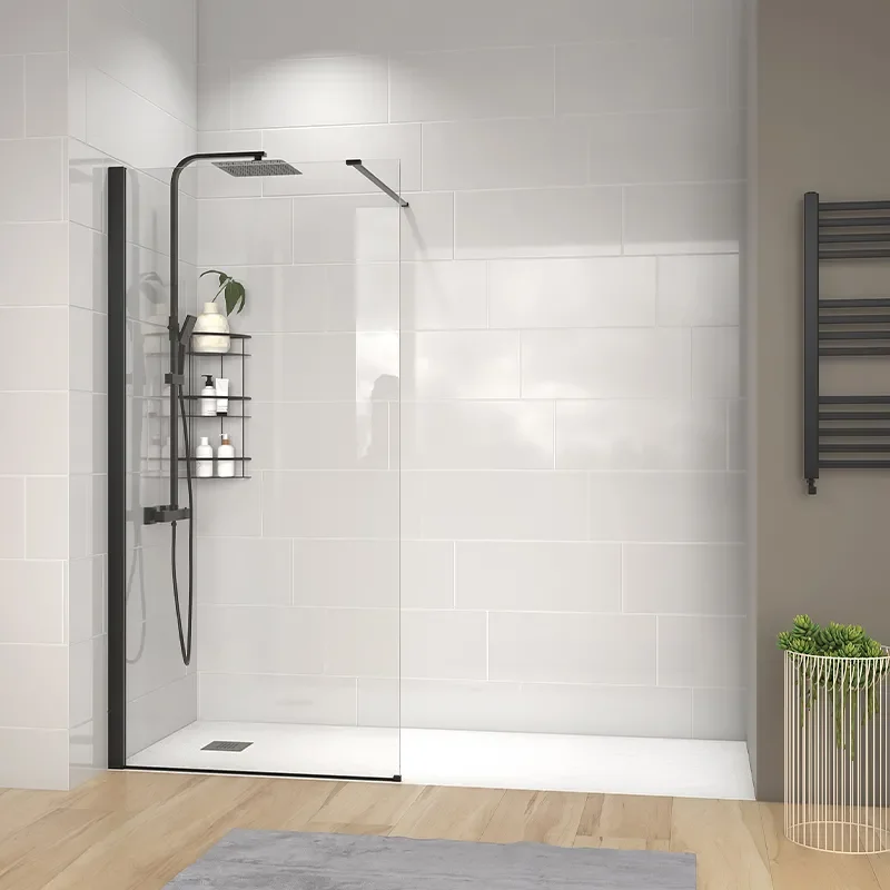 radiant black 2000 walkin recess shower enclosure black tray