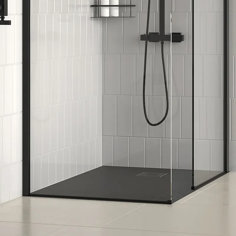 radiant black 2000 walkin recess shower enclosure black tray