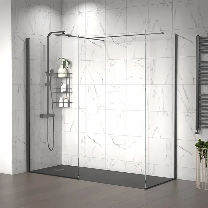 radiant black 2000 walkin corner shower enclosure black tray