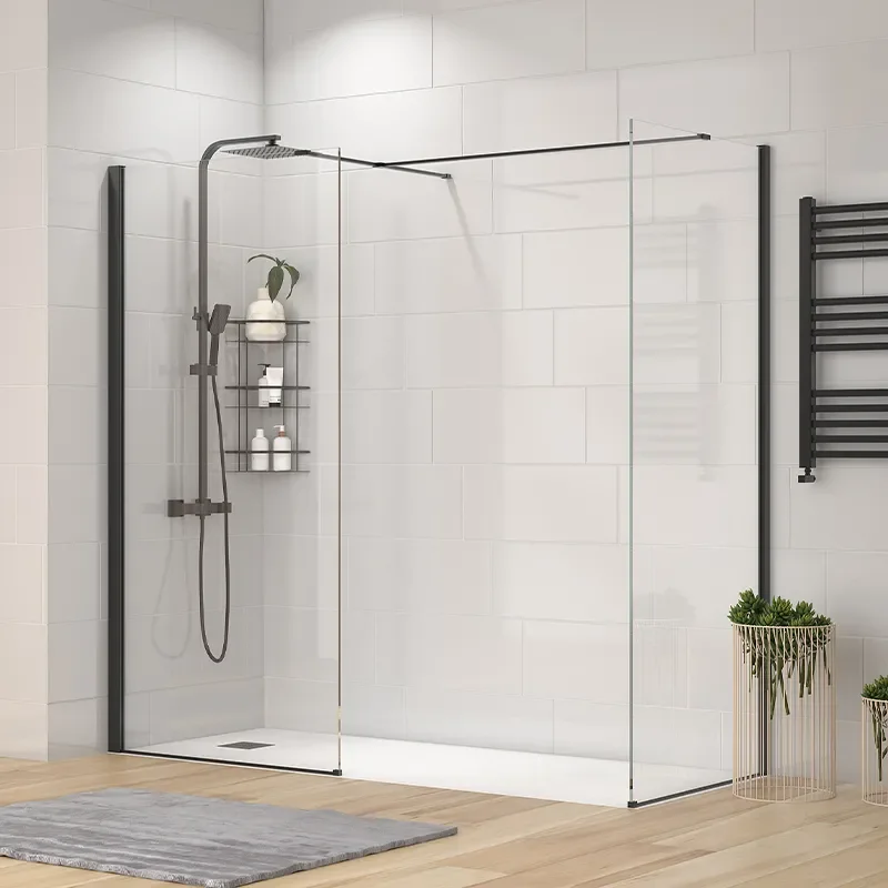 radiant black 2000 walkin corner shower enclosure black tray