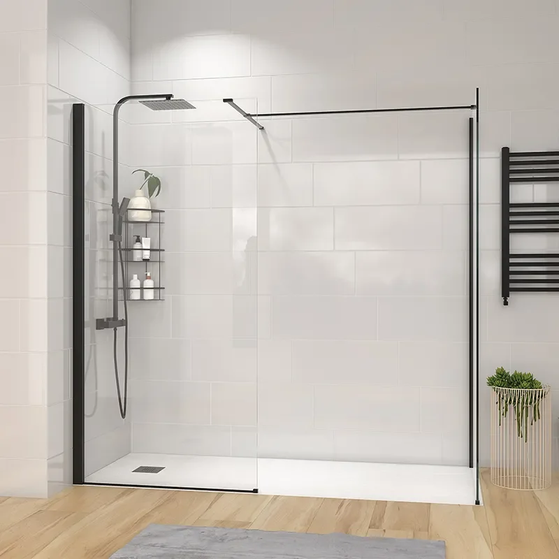 radiant black 2000 walkin corner shower enclosure black tray