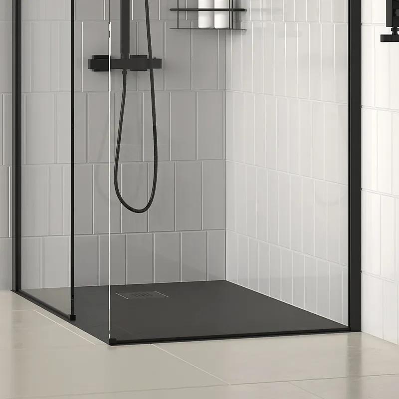 radiant black 2000 walkin corner shower enclosure black tray