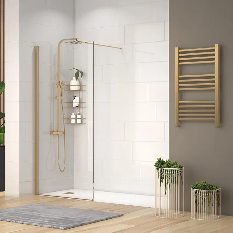 radiant gold 2000 walkin recess shower enclosure black tray