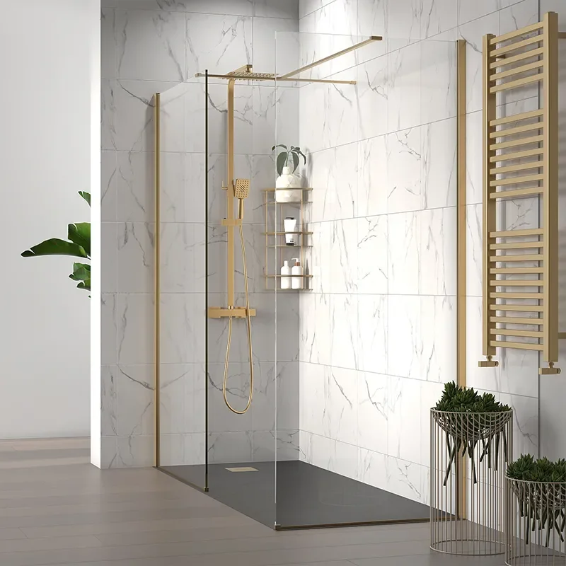 radiant gold 2000 walkin corner shower enclosure black tray