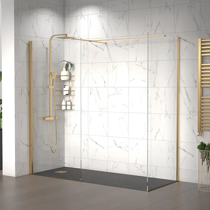 radiant gold 2000 walkin corner shower enclosure black tray