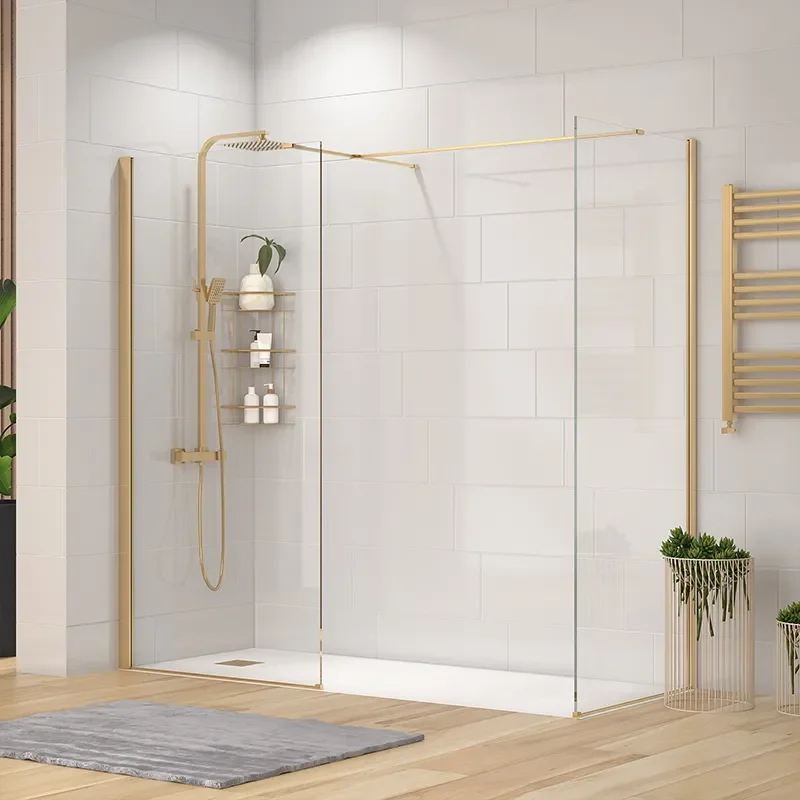 radiant gold 2000 walkin corner shower enclosure black tray