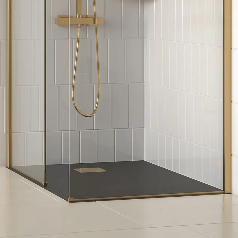 radiant gold 2000 walkin corner shower enclosure black tray